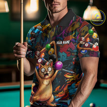 Load image into Gallery viewer, Colorful Billiard Jersey Custom Funny Cat Graffiti Billiard Polo &amp; Quarter Zip Shirts For Men TDM6564