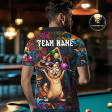 Load image into Gallery viewer, Colorful Billiard Jersey Custom Funny Cat Graffiti Billiard Polo &amp; Quarter Zip Shirts For Men TDM6564