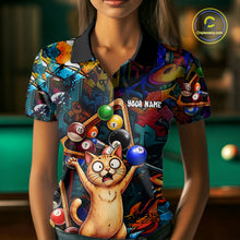 Load image into Gallery viewer, Colorful Billiard Jersey Custom Funny Cat Graffiti Billiard Polo &amp; Quarter Zip Shirts For Women TDM6564