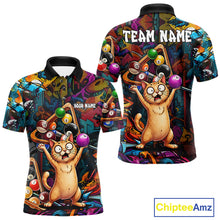 Load image into Gallery viewer, Colorful Billiard Jersey Custom Funny Cat Graffiti Billiard Polo &amp; Quarter Zip Shirts For Men TDM6564