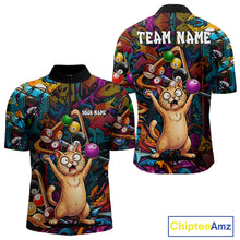 Load image into Gallery viewer, Colorful Billiard Jersey Custom Funny Cat Graffiti Billiard Polo &amp; Quarter Zip Shirts For Men TDM6564