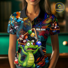Load image into Gallery viewer, Colorful Billiard Jersey Custom Funny Dinosaur Graffiti Billiard Polo &amp; Quarter Zip Shirts For Women TDM6566
