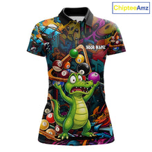 Load image into Gallery viewer, Colorful Billiard Jersey Custom Funny Dinosaur Graffiti Billiard Polo &amp; Quarter Zip Shirts For Women TDM6566