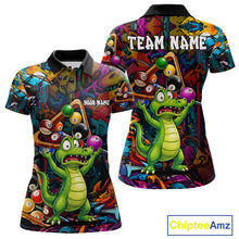 Load image into Gallery viewer, Colorful Billiard Jersey Custom Funny Dinosaur Graffiti Billiard Polo &amp; Quarter Zip Shirts For Women TDM6566