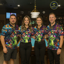 Load image into Gallery viewer, Colorful Billiard Jersey Custom Funny Dinosaur Graffiti Billiard Polo &amp; Quarter Zip Shirts For Women TDM6566