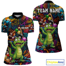 Load image into Gallery viewer, Colorful Billiard Jersey Custom Funny Dinosaur Graffiti Billiard Polo &amp; Quarter Zip Shirts For Women TDM6566