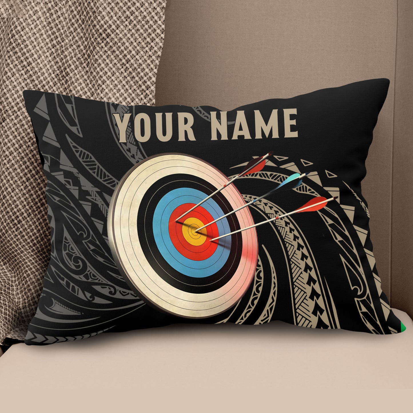 Personalized Archery 3d Target Tribal Pattern Pillow, Best Pillows Gifts TDM0785