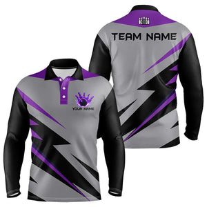 Purple lightning Bowling Polo, Quarter Zip shirts For Men custom bowling team jerseys Bowler Outfits NQS9412