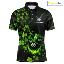 Load image into Gallery viewer, Green Luckiest Shamrock 8 Ball Billiard Shirt For Men Custom St Patrick Day Pool Team Jersey TDM5778