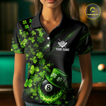 Load image into Gallery viewer, Green Luckiest Shamrock 8 Ball Billiard Shirt For Women Custom St Patrick Day Pool Team Jersey TDM5778