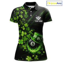 Load image into Gallery viewer, Green Luckiest Shamrock 8 Ball Billiard Shirt For Women Custom St Patrick Day Pool Team Jersey TDM5778