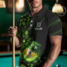 Load image into Gallery viewer, Green Luckiest Shamrock 9 Ball Billiard Shirt For Men Custom St Patrick Day Pool Team Jersey TDM5779