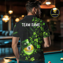 Load image into Gallery viewer, Green Luckiest Shamrock 8 &amp; 9 Ball Billiard Shirt For Men Custom St Patrick Day Pool Team Jersey TDM5780