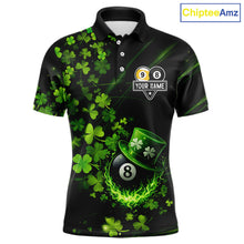 Load image into Gallery viewer, Green Luckiest Shamrock 8 &amp; 9 Ball Billiard Shirt For Men Custom St Patrick Day Pool Team Jersey TDM5780