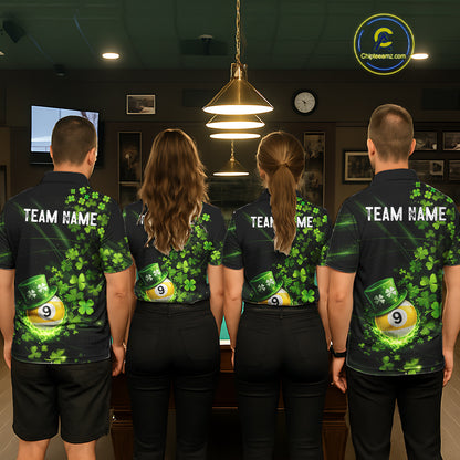 Green Luckiest Shamrock 8 & 9 Ball Billiard Shirt For Women Custom St Patrick Day Pool Team Jersey TDM5780