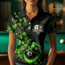 Load image into Gallery viewer, Green Luckiest Shamrock 8 &amp; 9 Ball Billiard Shirt For Women Custom St Patrick Day Pool Team Jersey TDM5780