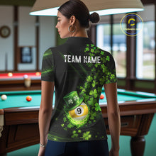 Load image into Gallery viewer, Green Luckiest Shamrock 8 &amp; 9 Ball Billiard Shirt For Women Custom St Patrick Day Pool Team Jersey TDM5780