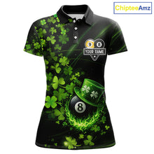 Load image into Gallery viewer, Green Luckiest Shamrock 8 &amp; 9 Ball Billiard Shirt For Women Custom St Patrick Day Pool Team Jersey TDM5780