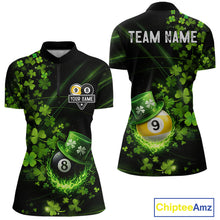 Load image into Gallery viewer, Green Luckiest Shamrock 8 &amp; 9 Ball Billiard Shirt For Women Custom St Patrick Day Pool Team Jersey TDM5780