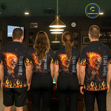 Load image into Gallery viewer, Personalized Orange Flaming Skeleton 8 Ball Billiard Shirt For Men, Pool Team Jersey Polo, 1/4 Zip TDM5781