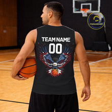 Load image into Gallery viewer, Personalized Eagle American Flag Flaming Basketball Jersey Custom Name &amp; Number Basketball Shirt TDM5785