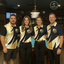 Load image into Gallery viewer, Personalized Billiard 8 Ball &amp; 9 Ball Pool Polo, 1/4 Zip For Women Custom Team Billiard Jersey |Gold TDM6376