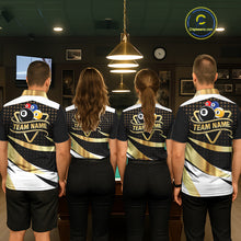Load image into Gallery viewer, Personalized Billiard 8 Ball &amp; 9 Ball Pool Polo, 1/4 Zip For Women Custom Team Billiard Jersey |Gold TDM6376