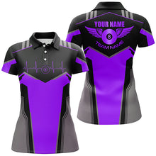 Load image into Gallery viewer, Personalized Billiard 8 Ball Wings Short Sleeve Women's Shirts,  Billiard Jerseys Tournament |Purple TDM2306