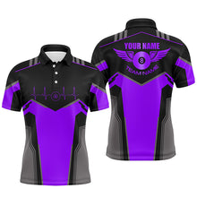 Load image into Gallery viewer, Personalized Billiard 8 Ball Wings Short Sleeve Men's Shirts,  Billiard Jerseys Tournament |Purple TDM2306