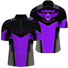 Load image into Gallery viewer, Personalized Billiard 8 Ball Wings Short Sleeve Men's Shirts,  Billiard Jerseys Tournament |Purple TDM2306