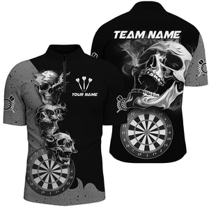 Personalized Smoking Skull Black Dart Shirts For Men Custom Darts League Cool Dart Team Jerseys TDM2804