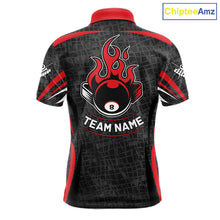 Load image into Gallery viewer, Black And Red 8 Ball Flame Billiard Shirt For Men Custom Pool Team Shirt, Billiard Jersey TDM5790