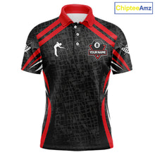 Load image into Gallery viewer, Black And Red 8 Ball Flame Billiard Shirt For Men Custom Pool Team Shirt, Billiard Jersey TDM5790