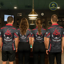 Load image into Gallery viewer, Black And Red 8 Ball Flame Billiard Shirt For Men Custom Pool Team Shirt, Billiard Jersey TDM5790