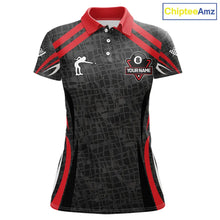Load image into Gallery viewer, Black And Red 8 Ball Flame Billiard Shirt For Women Custom Pool Team Shirt, Billiard Jersey TDM5790