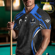 Load image into Gallery viewer, Black And Blue 8 Ball Flame Billiard Shirt For Men Custom Pool Team Shirt, Billiard Jersey TDM5791