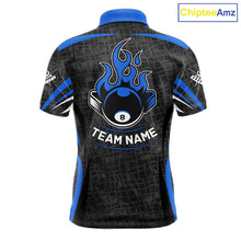 Load image into Gallery viewer, Black And Blue 8 Ball Flame Billiard Shirt For Men Custom Pool Team Shirt, Billiard Jersey TDM5791