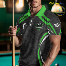 Load image into Gallery viewer, Black And Green 8 Ball Flame Billiard Shirt For Men Custom Pool Team Shirt, Billiard Jersey TDM5792