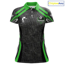 Load image into Gallery viewer, Black And Green 8 Ball Flame Billiard Shirt For Women Custom Pool Team Shirt, Billiard Jersey TDM5792