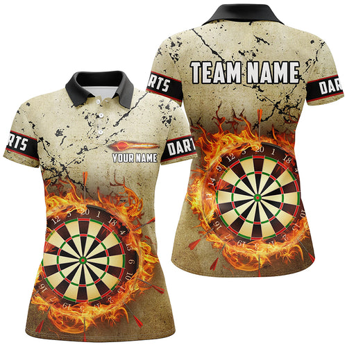Fire Flame Darts Board Grunge Women Darts Polo & Quarter-Zip Shirts Custom Retro Darts Jersey Shirts TDM1668