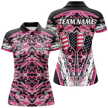 Load image into Gallery viewer, Pink Grunge Camo Darts Arrow US Flag Women Darts Shirts Custom Camo Darts Jersey Team Shirts TDM1670