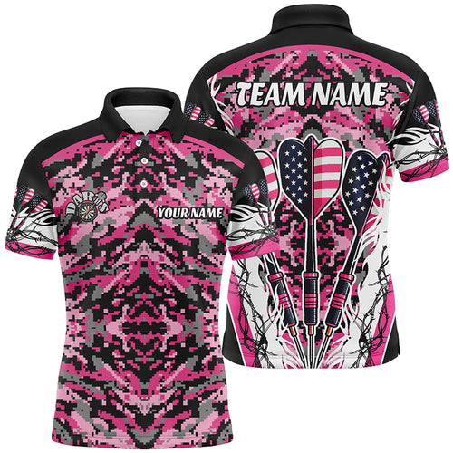 Pink Grunge Camo Darts Arrow US Flag Men Darts Shirts Custom Camo Darts Jersey Team Shirts TDM1670