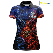 Load image into Gallery viewer, Blue And Red Thunder Lightning Dragon Darts Shirt For Women Custom Darts Team Jersey Polo &amp; 1/4 Zip TDM6577