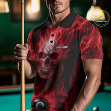 Load image into Gallery viewer, Red Flaming Skull 8 Ball Fire Billiard Shirt For Men Custom Billiard Team Jersey Polo &amp; 1/4 Zip TDM5064