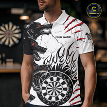 Load image into Gallery viewer, White Black Grunge Wolf Darts Shirts For Men Custom Darts Team Jersey Polo &amp; Quarter Zip TDM5534