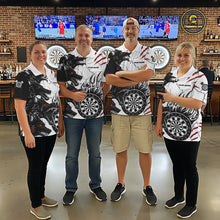 Load image into Gallery viewer, White Black Grunge Wolf Darts Shirts For Men Custom Darts Team Jersey Polo &amp; Quarter Zip TDM5534