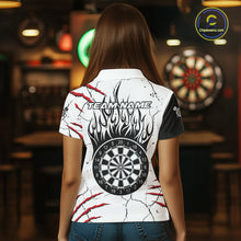 Load image into Gallery viewer, White Black Grunge Wolf Darts Shirts For Women Custom Darts Team Jersey Polo &amp; Quarter Zip TDM5534