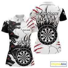 Load image into Gallery viewer, White Black Grunge Wolf Darts Shirts For Women Custom Darts Team Jersey Polo &amp; Quarter Zip TDM5534