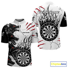 Load image into Gallery viewer, White Black Grunge Wolf Darts Shirts For Men Custom Darts Team Jersey Polo &amp; Quarter Zip TDM5534