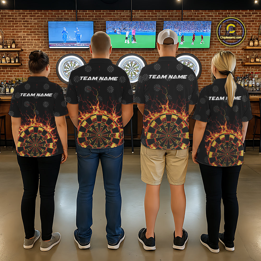 Personalized Flame Darts Polo & Quarter Zip Custom Darts Shirt For Men, Darts Team Jersey TDM5536